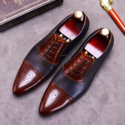 Wedding male leather shoes bridegroom's business suit leather British men's color matching wedding leather formal shoe